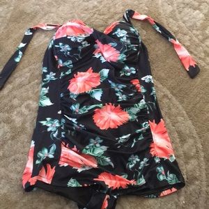 floral bathing suit that goes into shorts